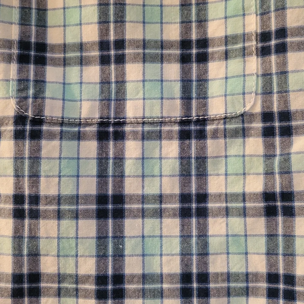 Childrens place blue and teal plaid shirt, 14
